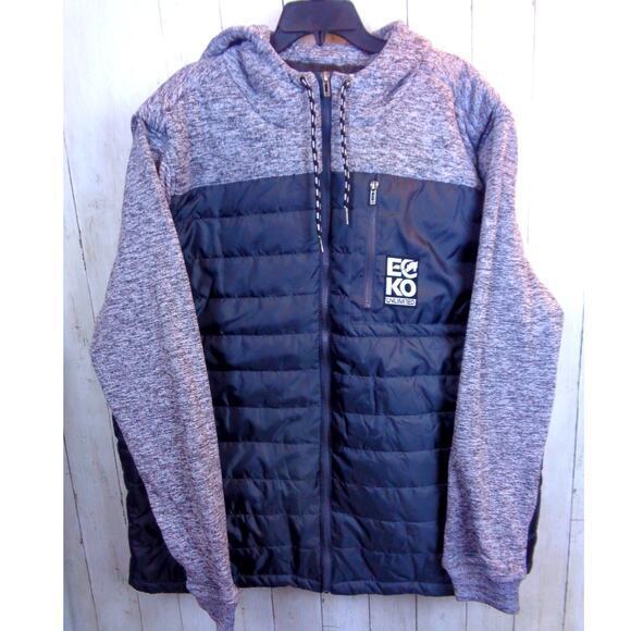 Ecko Unltd Fractional Hybrid Puffer Jacket Black and Heathered Gray Men Size 3XL - Picture 1 of 6